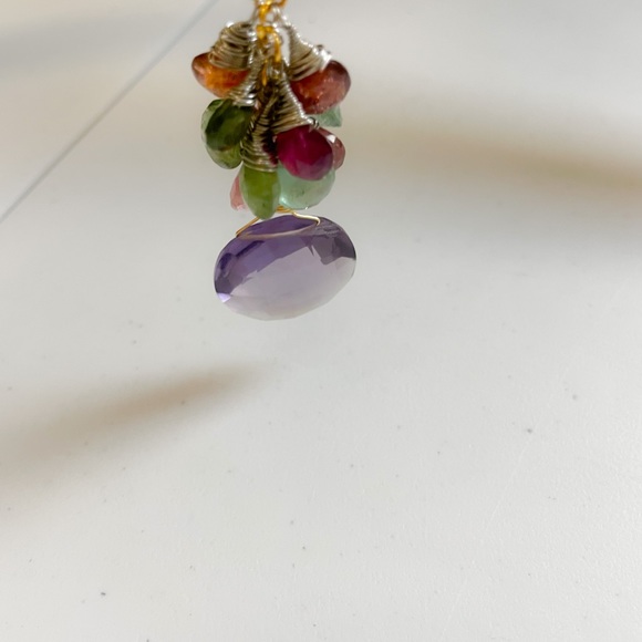 🥳Host pick 🥳Multi tourmaline amethyst- cluster chain/ earrings - Picture 5 of 14